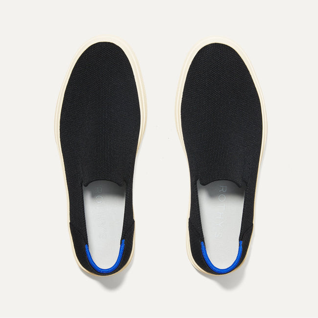 The City Slip On Sneaker in Black shown from the top.