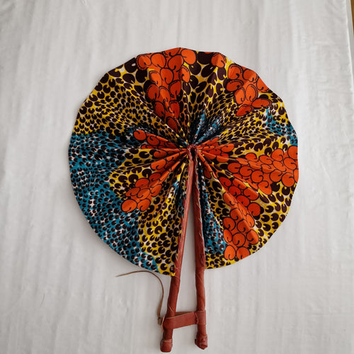 African Leather Folding Fan