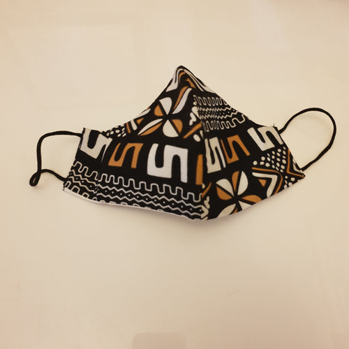 Black mud cloth print - Cotton face mask