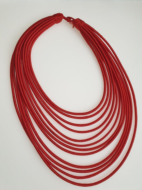 12 Strand silk layered necklace - Burnt Orange