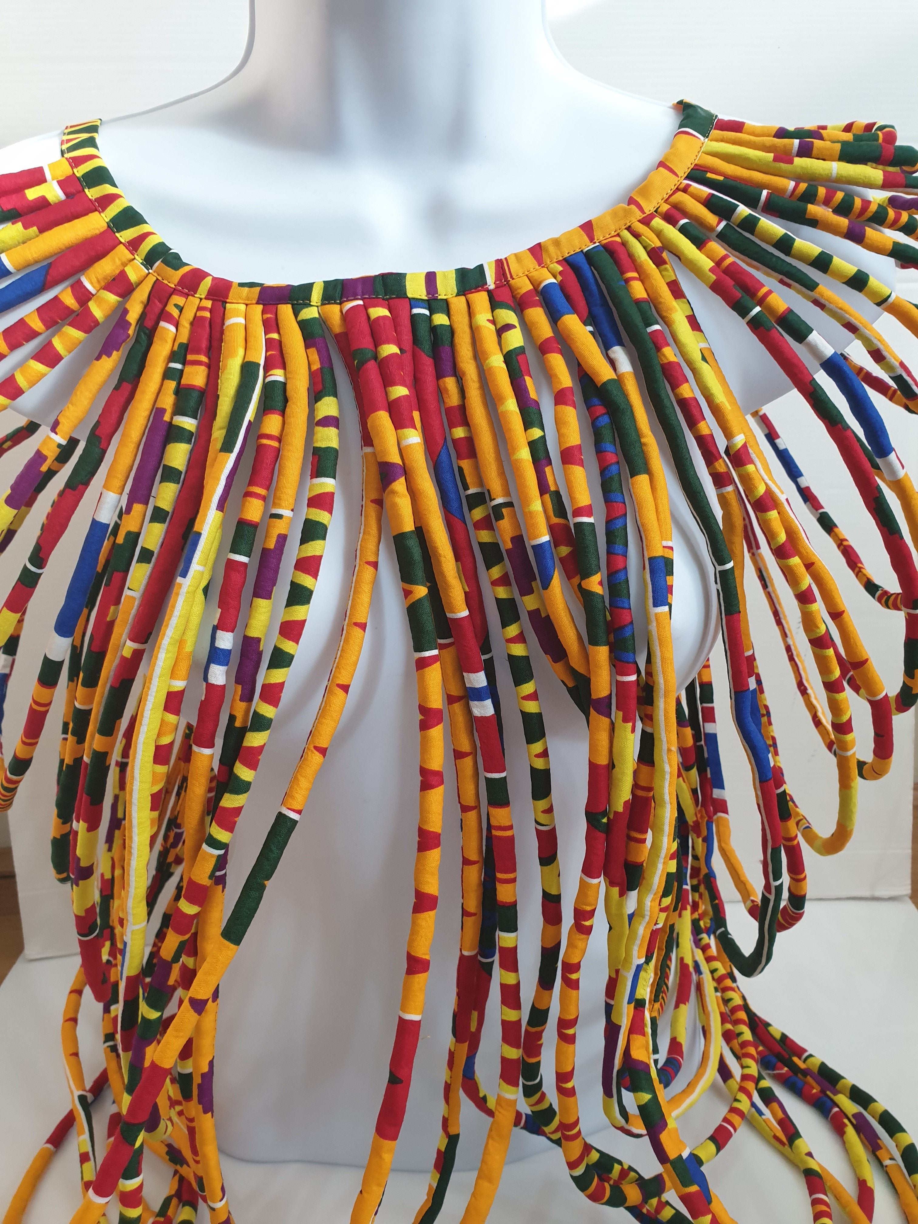 African Multi Strand - Handmade Cape Necklaces (black, blue, yellow an ...