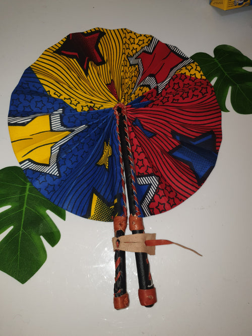 African Leather Folding Fan