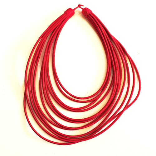 Red layered rope necklace