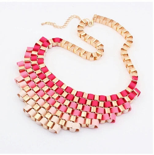 Red and gold metal statement necklace
