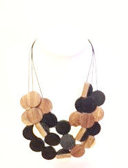 Handmade rope wooden statement necklace