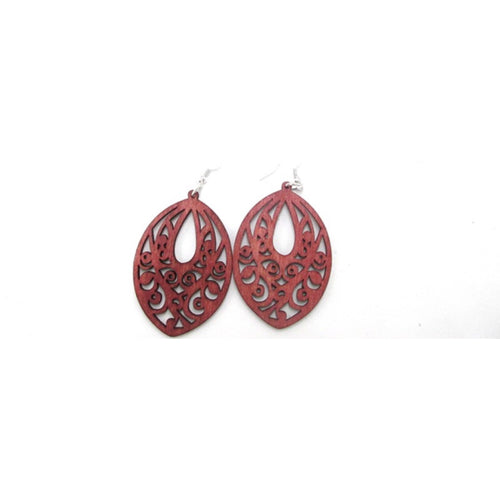 Oval Patterned wooden Earrings