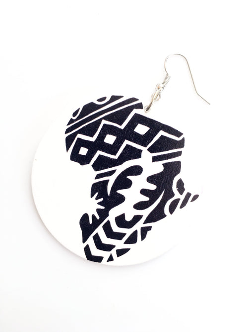 Wooden africa - white earrings