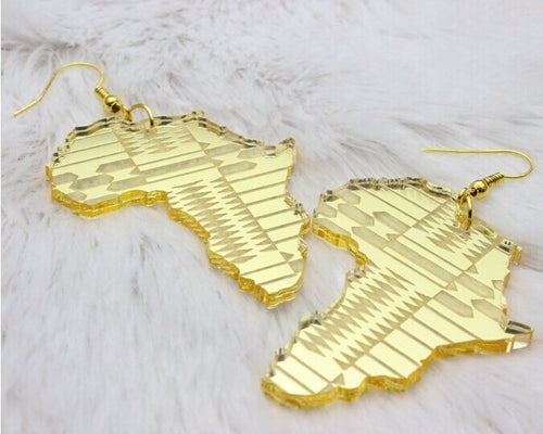 Africa shaped earrings in gold