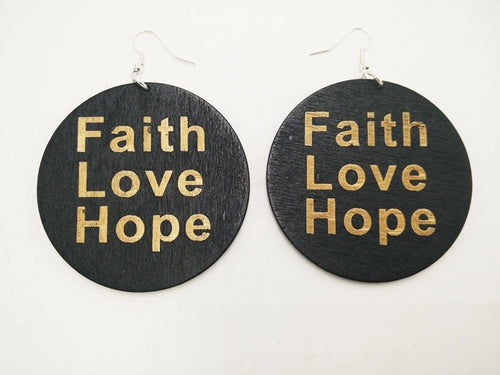 Faith Love Hope - wooden earrings