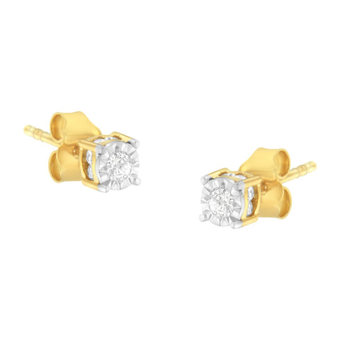 Yellow Plated Sterling SIlver 1/4 CT TDW Diamond Earrings