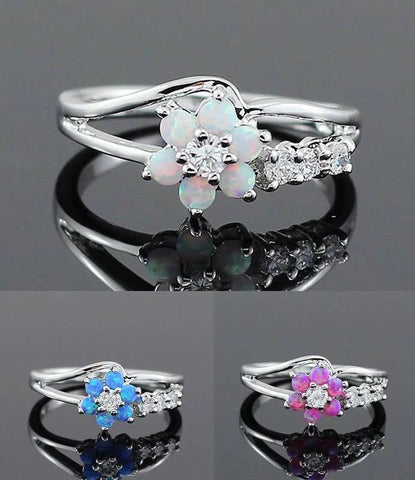 Flower Stone Rings