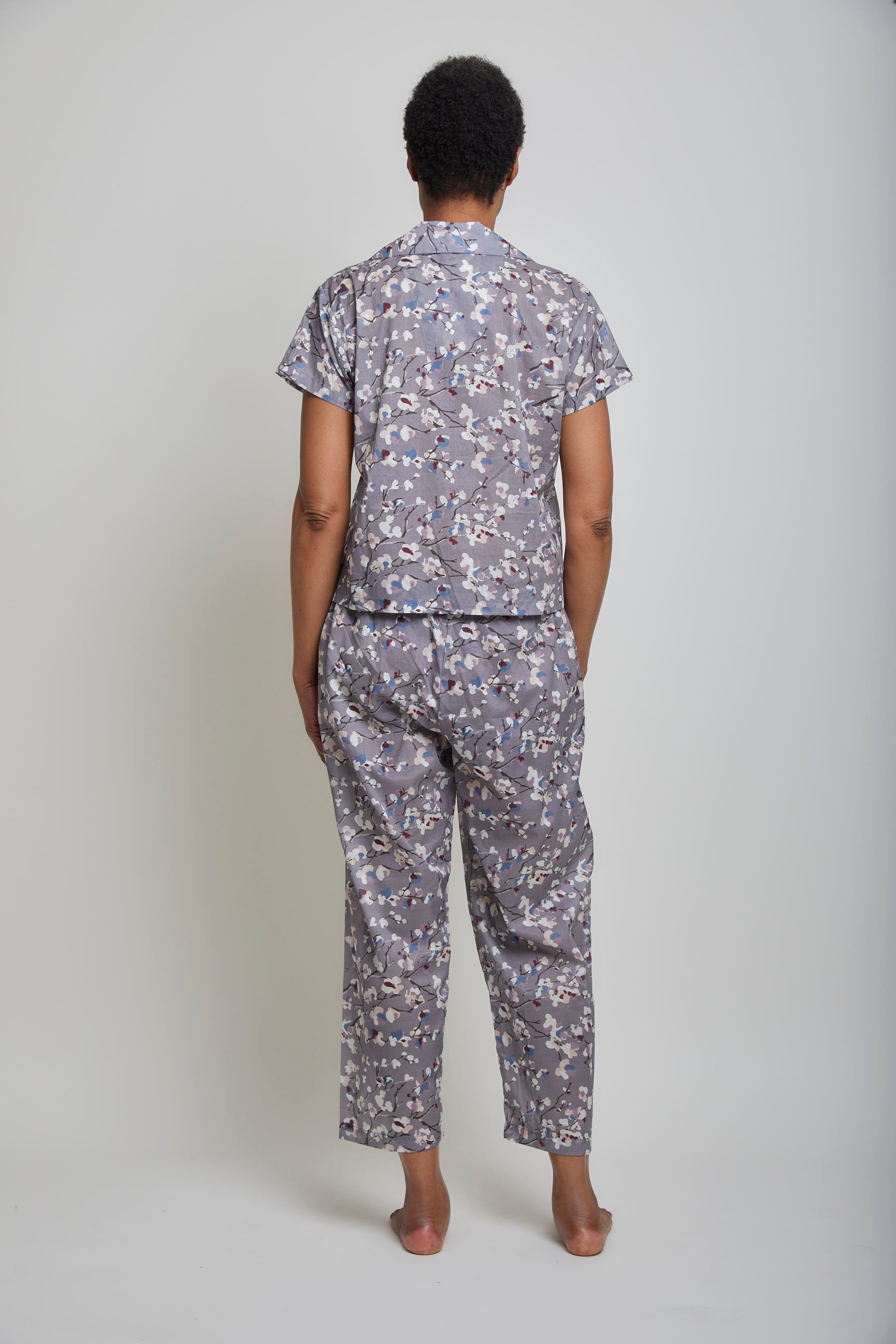 Apoline Short Sleeve/Cropped Pant Pajama Set-Branch Print