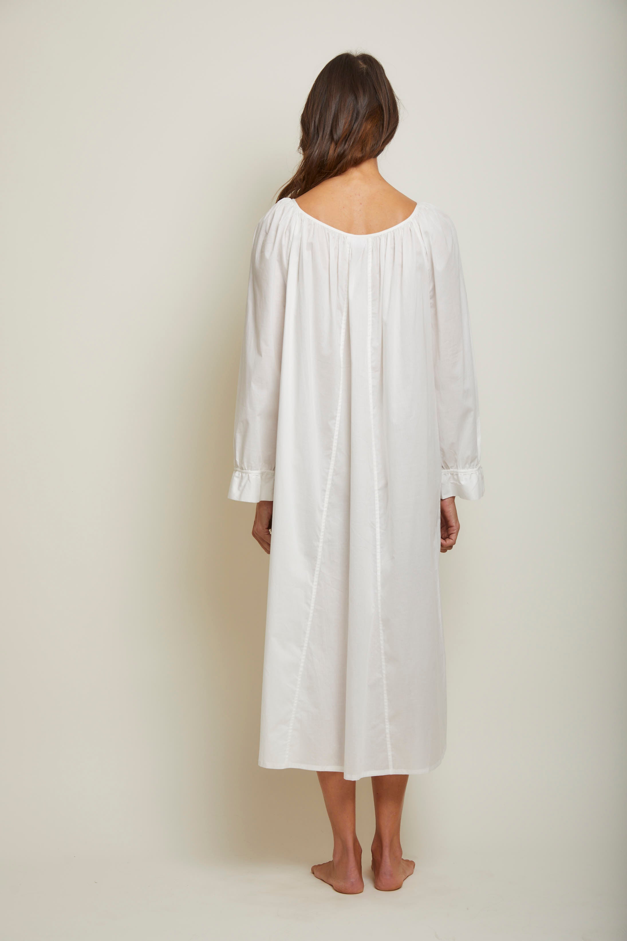 Louisa Ruffle Sleeve Nightgown-White