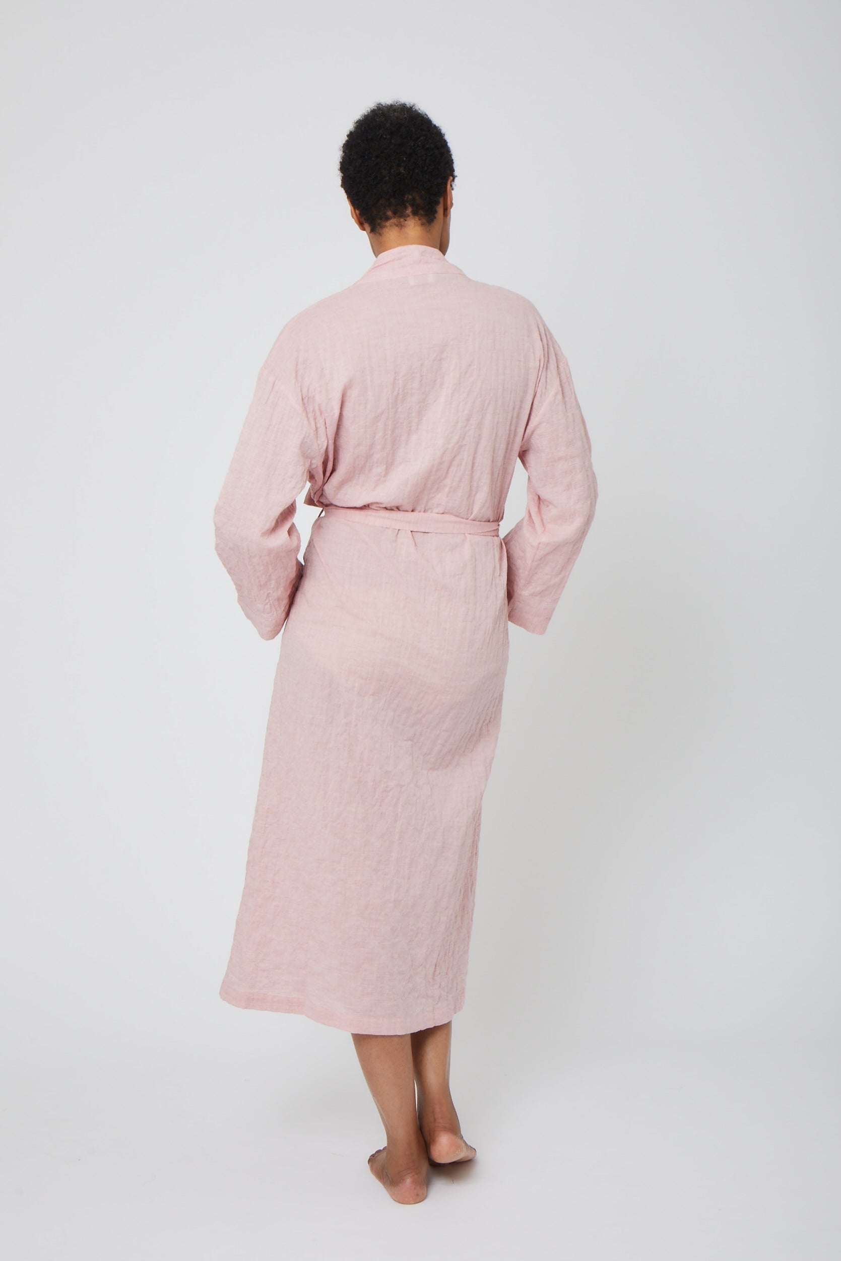 Organic Japanese Cotton Long Robe-Pink