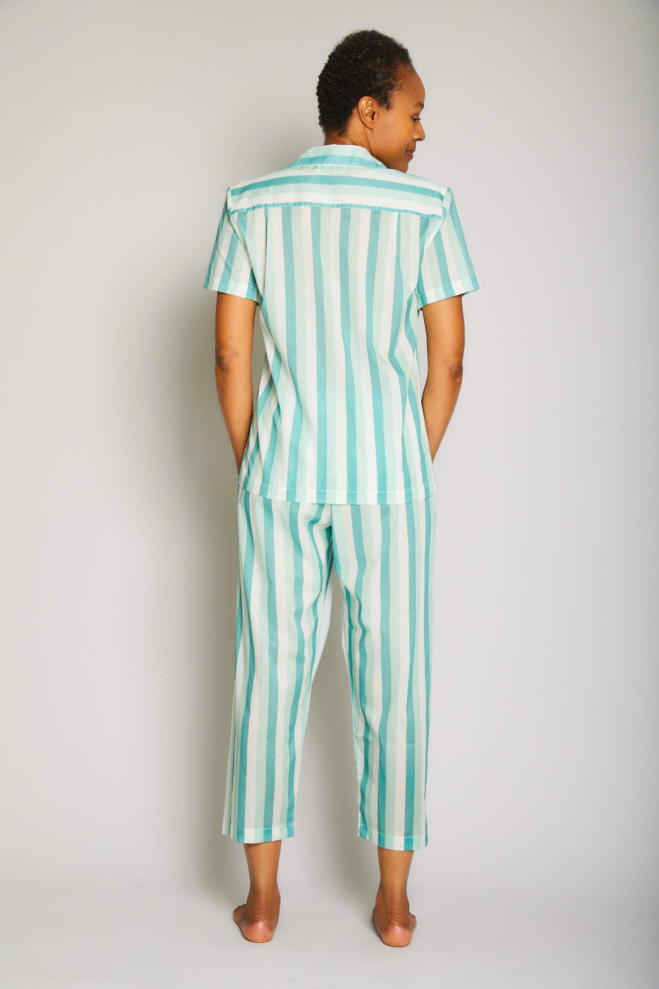 Striped Short Sleeve /Cropped Pant PJ Set