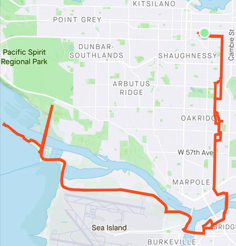 Strava map Iona Beach Vancouver bike route