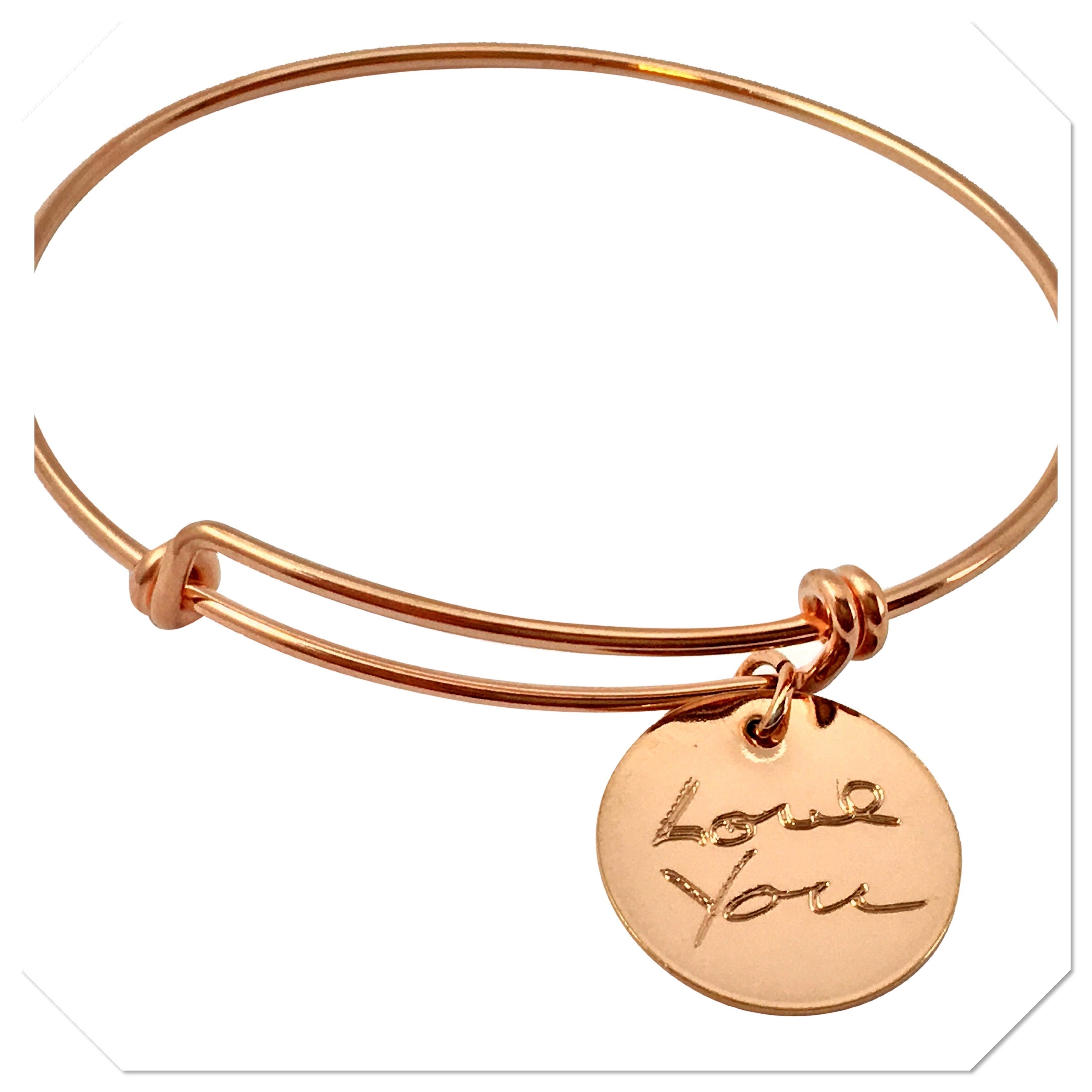 Gold Round Handwriting Custom Charm Bracelet