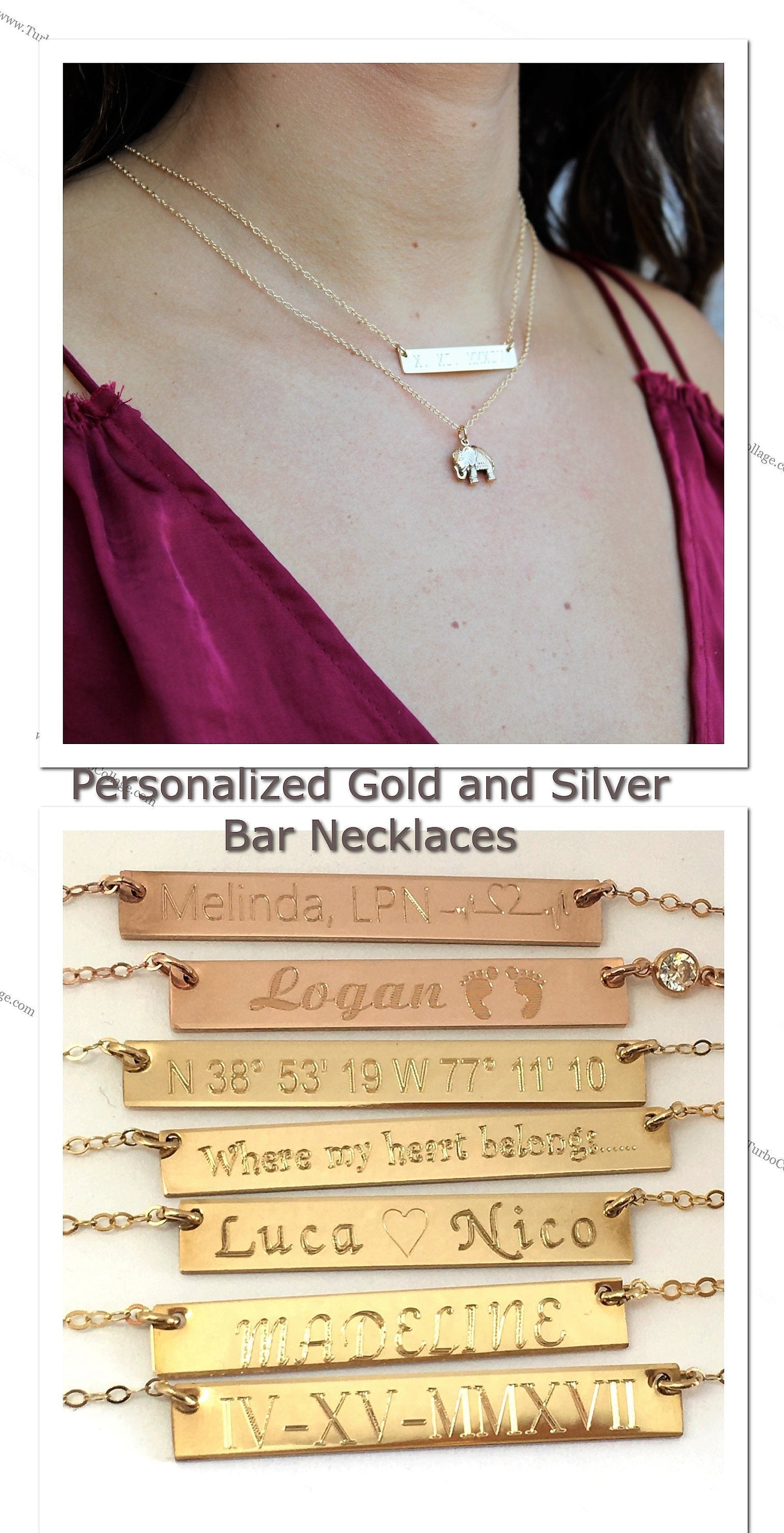 Dainty Gold Bar Necklace Gold Bar Initial Necklace Lilladesigns