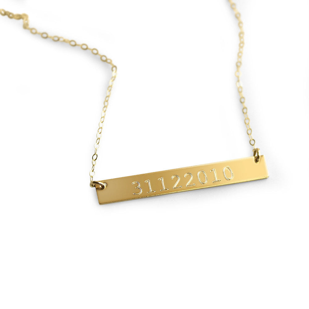 Custom Engraved Necklace - Gold Bar Necklace