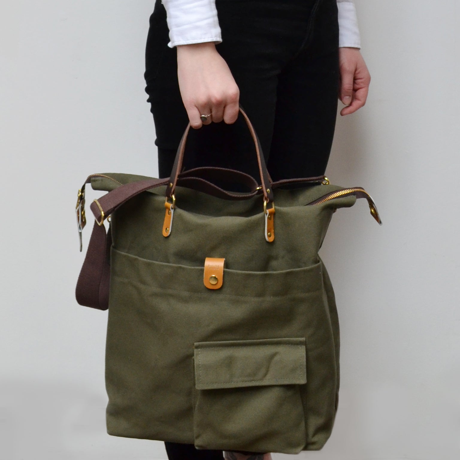 JEROME Waxed Canvas Satchel Bag Olive | Justin OH shoppe