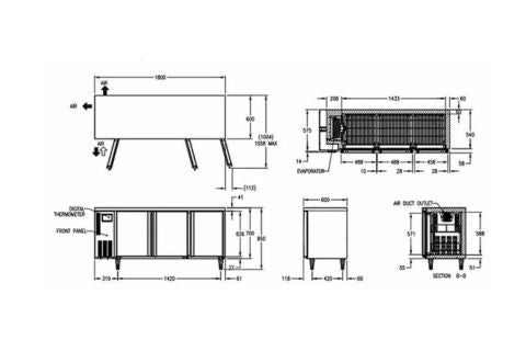 Cấu tạo Bàn mát Hoshizaki RTW-186LS4