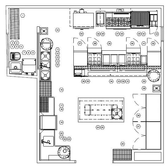 layout thiết bị bếp công nghiệp