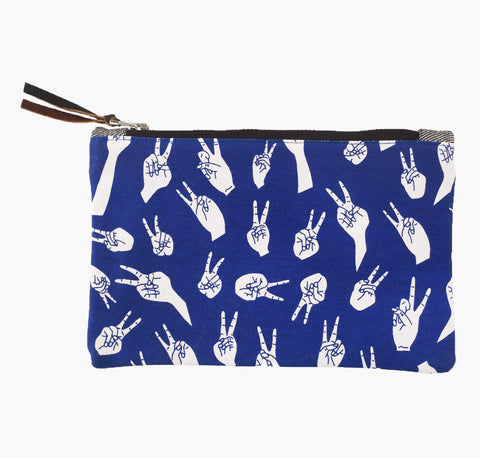 Blue Peace Sign Pouch