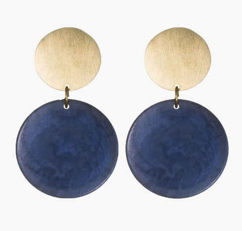 Deep Blue Double Disc Studs - Fair Trade Jewellery from Just Trade