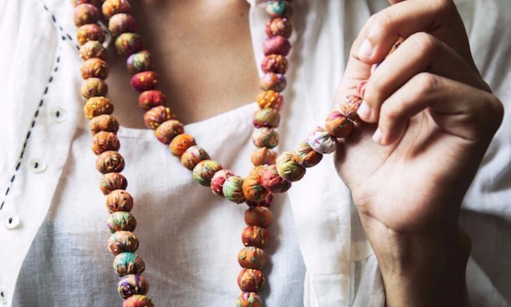 Vintage Upcycled Sari Bear Necklaces