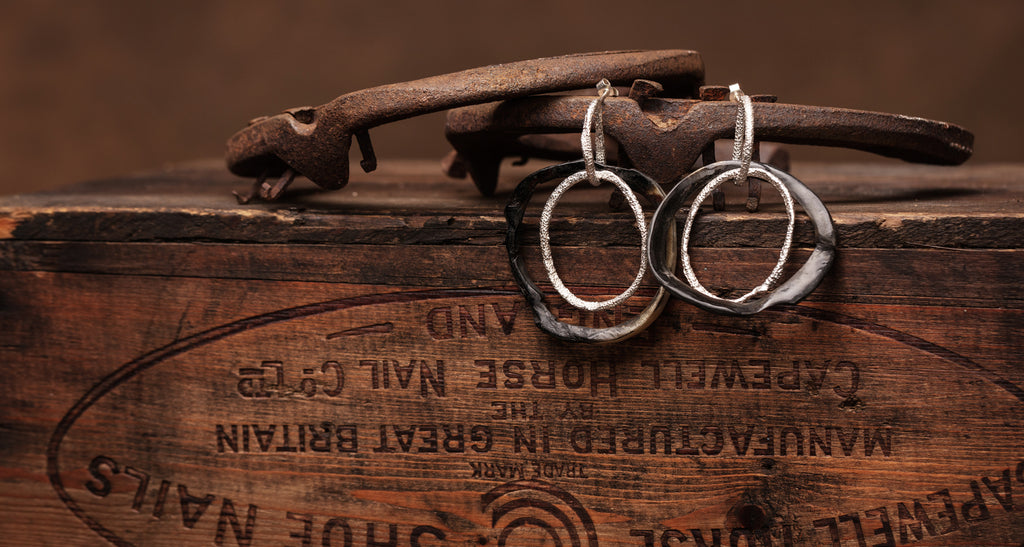 Silver and hoof drop earrings by Rachel Adam, Ethica Jewellery