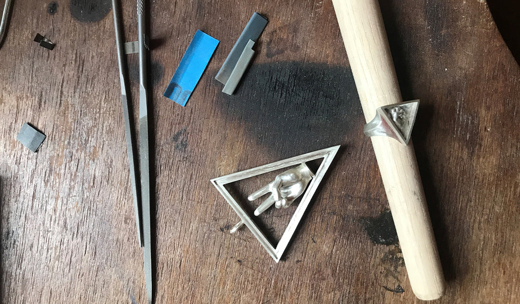 Finished pieces of the workbench for Laik Ecola, Queer Exhibition Diana Porter Jewellery