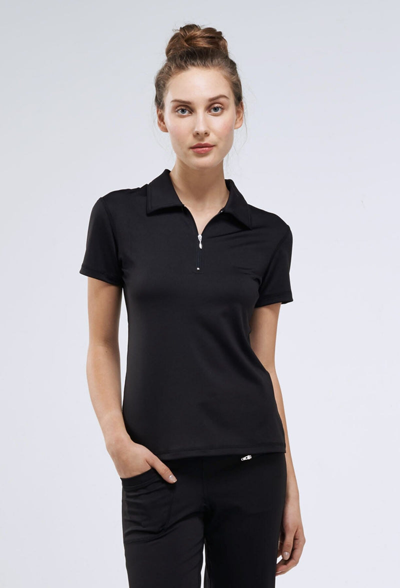 womens black golf polo