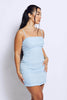 Sky Blue Mesh Ruched Cami Bodycon Dress