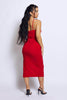 Red Midi Strappy Split Dress with Cut Out Detail