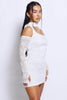 White Lace Cold Shoulder Mini Dress