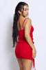Red Double Ruched Front Tie Cami Dress