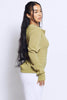 Plus+ Olive Green Ribbed Zip Front Long Sleeve Top