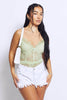 Lime Green Lace Frill Cami Bodysuiit