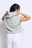 Grey Cropped Drawstring Sleeveless Hoodie