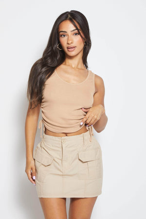 Stone Rib Ruched Side Vest Top