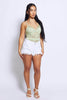 White Denim Extreme Raw Hem Shorts