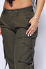 Petite Khaki Oversize Pocket Detail Cargo Trousers