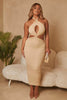 Nude Cut Out Halter Neck Midaxi Dress