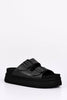 Black Double Buckle Flatform Sliders