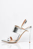 Silver Pu Croc Buckle Strap Heels