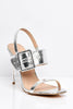 Silver Pu Croc Buckle Strap Heels