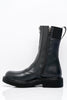 Black Matt Zip Front Chunky Biker Boots