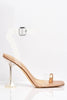 Rose Gold & Perspex Diamante Mid Flare Heels