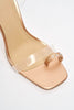 Rose Gold & Perspex Diamante Mid Flare Heels