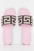 Pink Monogram Elasticated Flat Sliders